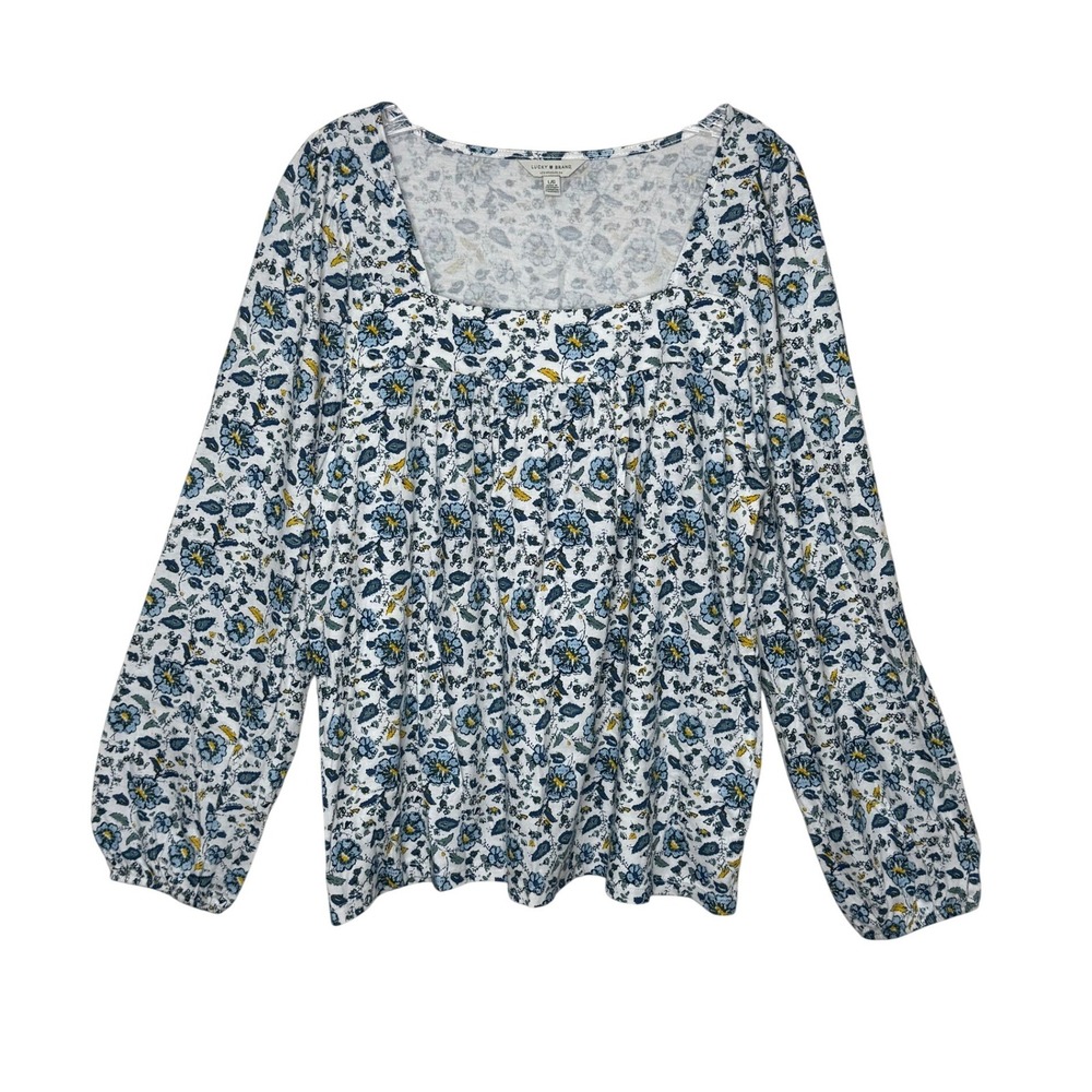 Lucky Brand Ditsy Floral Square Neck Peasant Top Size‎ Large NWOT Cottagecore